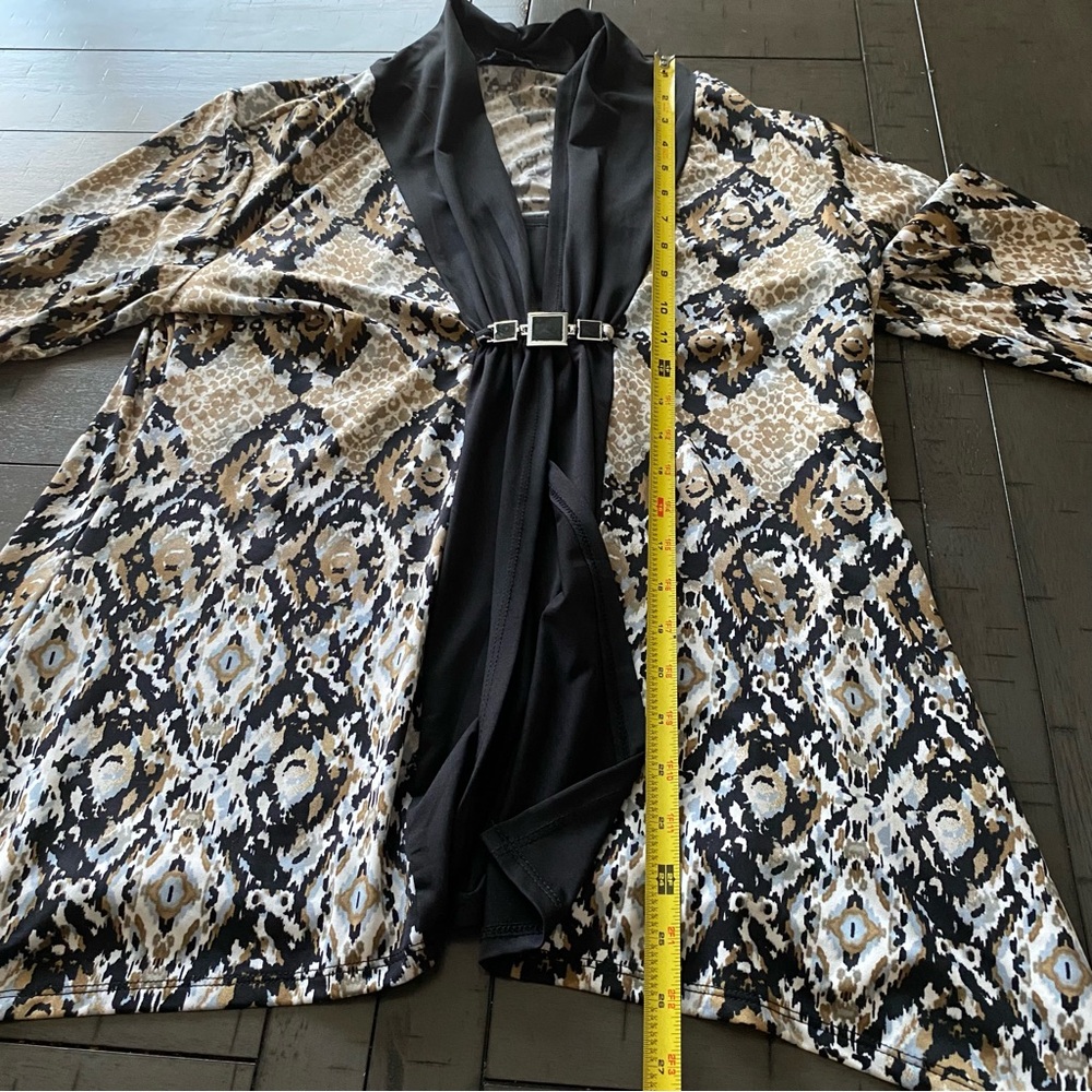 Notations Women's Black and Tan Patterned Long Sleeve Top Size PL‎ - Picture 10 of 13
